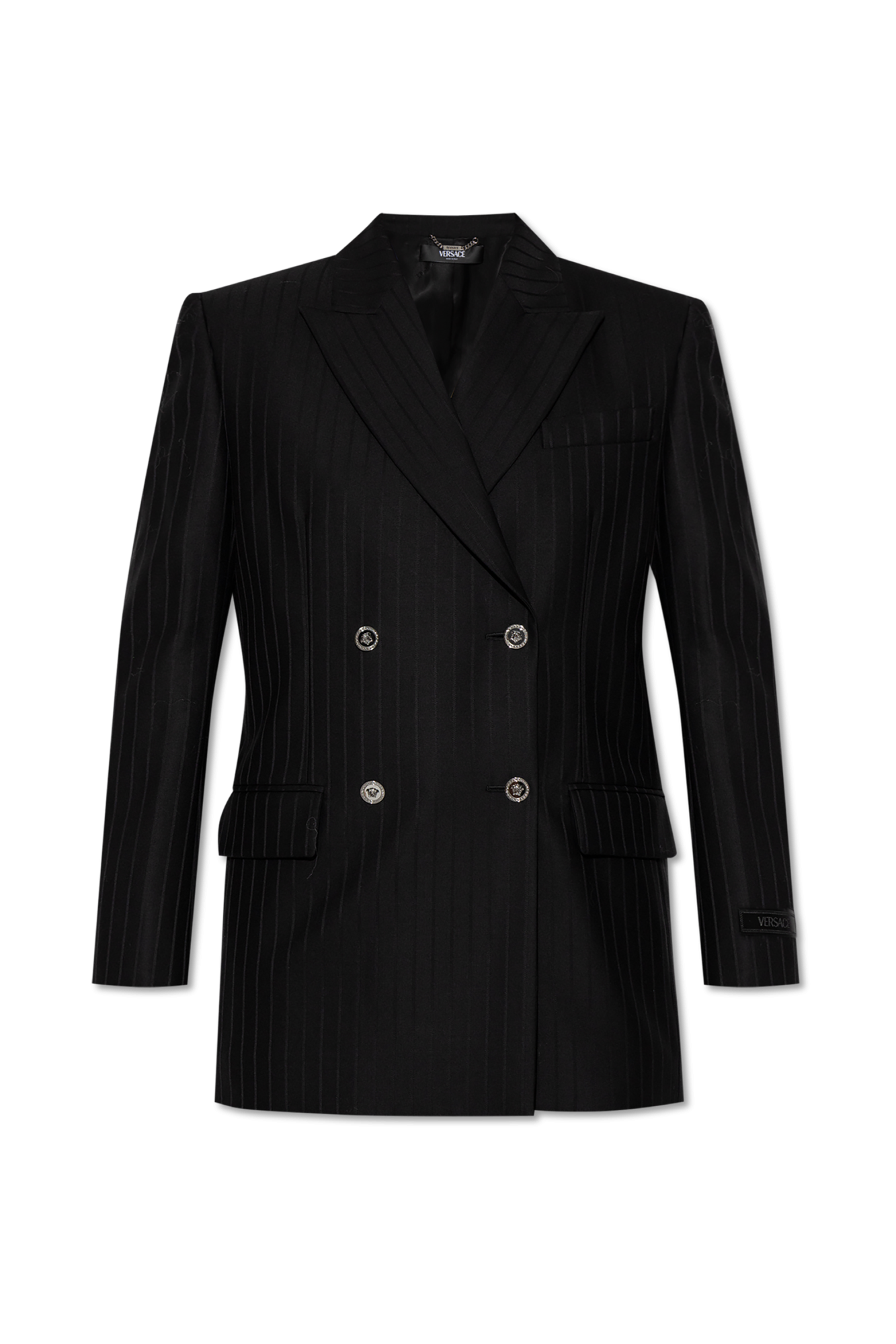 Black Double-breasted pinstripe blazer Versace - Vitkac AS